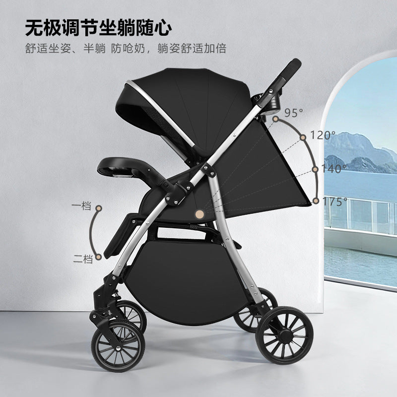 Baby stroller - reclining, multi-functional, one-button fold, two-way, lightweight, convertible rocking stroller