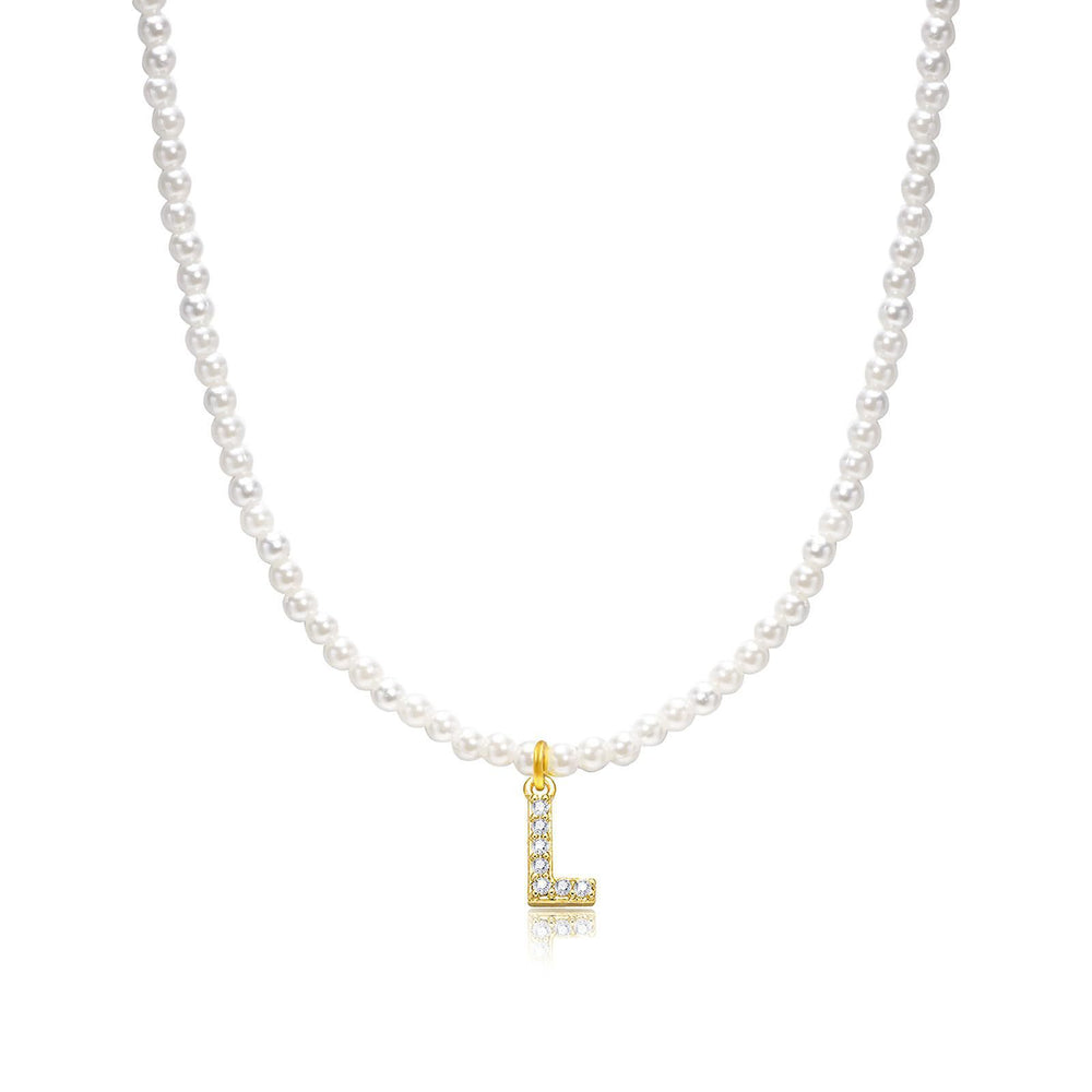 new arrival imitation pearl necklace niche style design 26 english letter pendant necklace classy sense collarbone chain necklace