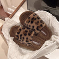 Thick sole leopard print fur slippers for women outwear2024fall and winternew arrivalpopular soft bottom home one-line cotton slippers