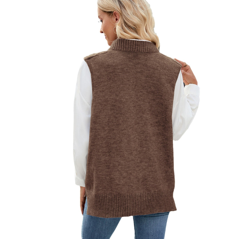 Fashion cross-border export new women's clothing  independent station v-neck loose outer vest vest waistcoat sweater