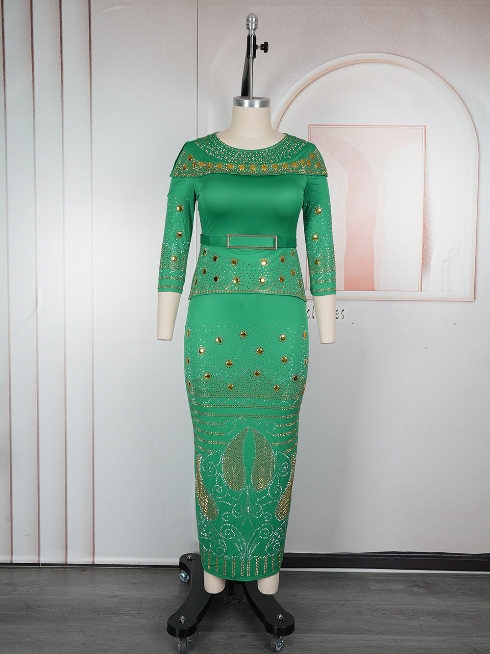 african women's fashion fashionexport heavy industry hot diamond dress  plus size hip lift slimming lookdress