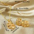 Indian african light luxury shell necklace and earring set - middle eastern banquet gold plated choker and earring two-piece set