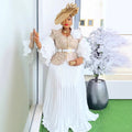 African women's fashion european and american cross-border trade pleated lace print dress evening party long dress wedding dress two-piece set