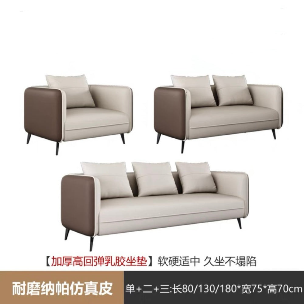 Business reception area, meeting & negotiation zone, executive office: genuine leather office sofa & coffee table set with latex cushion accessories