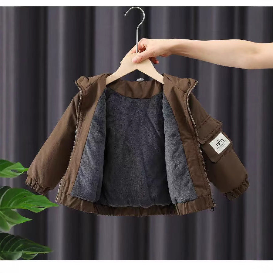 Fleece-linedoutwearnew arrival style kids wear autumn winterthickenedjacket baby winter clothes handsome winter