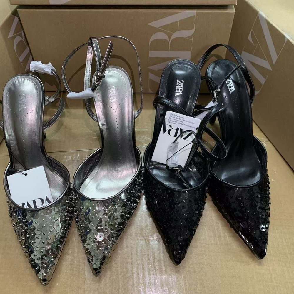 Za2025 stiletto heel pumps - wedding, professional, casual, minimalist, fashionable, sequined, and chic