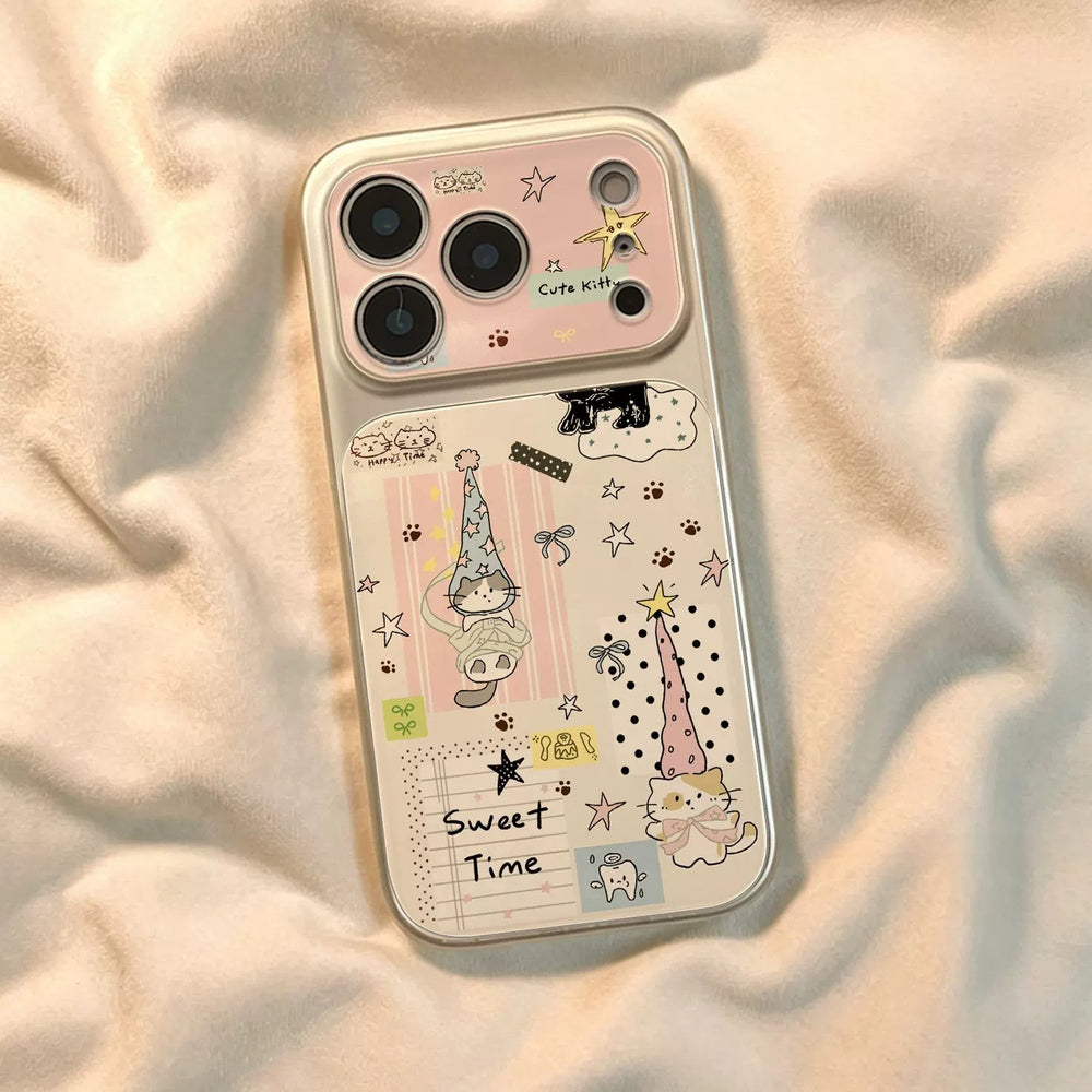 Long hat cat phone case for iphone 18, apple 17 pro max, bowknot star 16, anti-drop protective cover