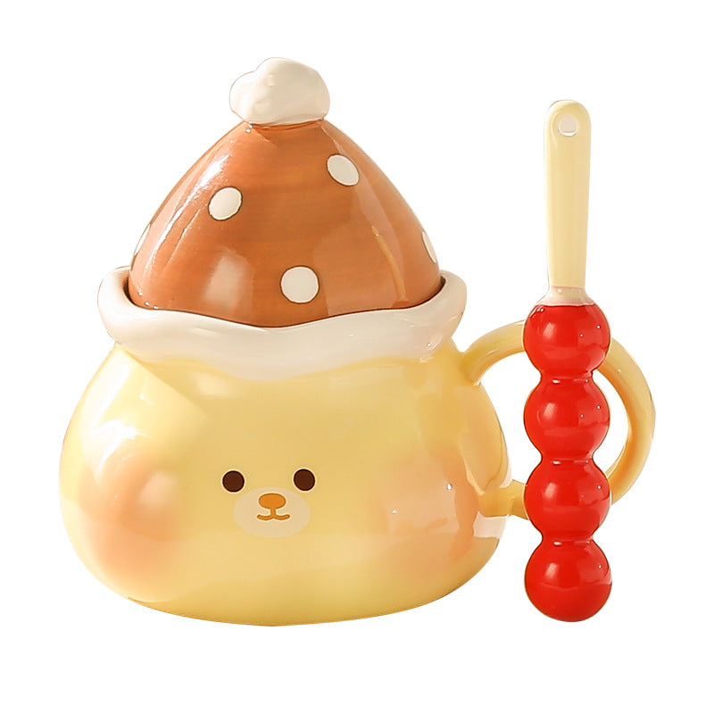 Creative cute piglet ceramic mug with lid - perfect birthday gift, office-friendly, high-style water cup - wholesale available