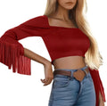 cross-border  new retro western style tassel bodycon top t-shirt