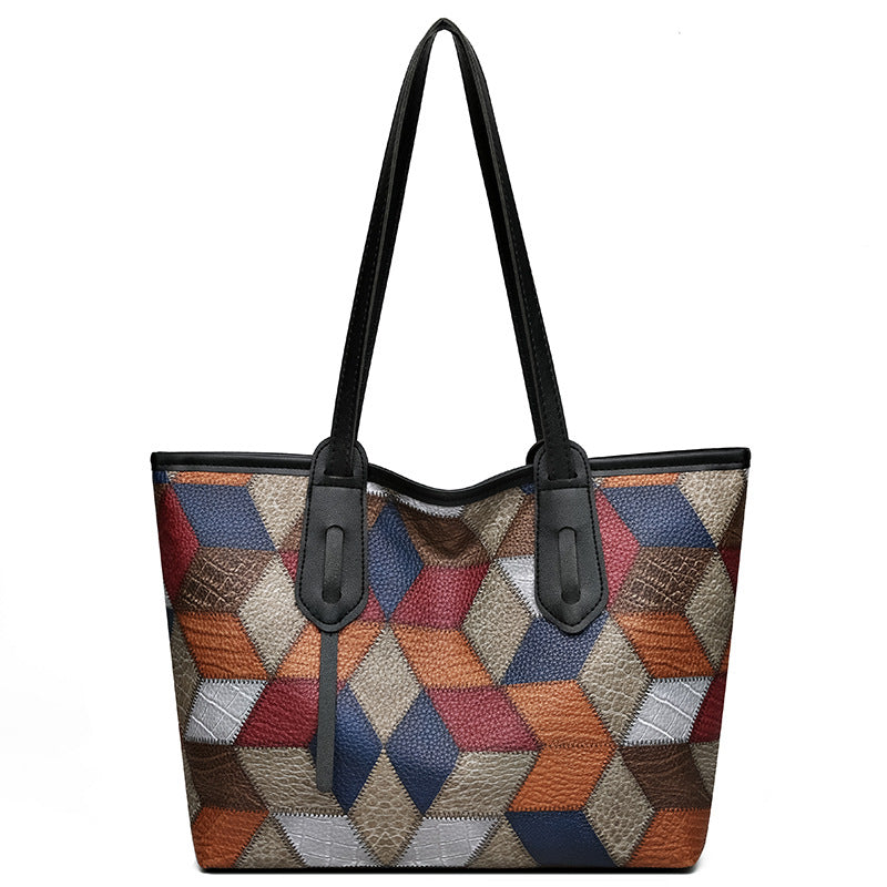 New arrival cross-border women's bag large capacity fashion texture shoulder bag retrotrendysatchel bag casualeasiest for match tote bag