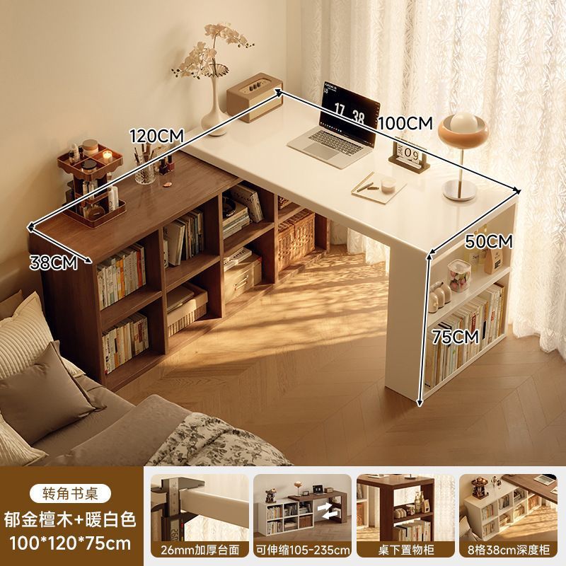 Corner desk bookshelf bookcase all-in-one table bedroom home extendable vanity corner computer desk office desk