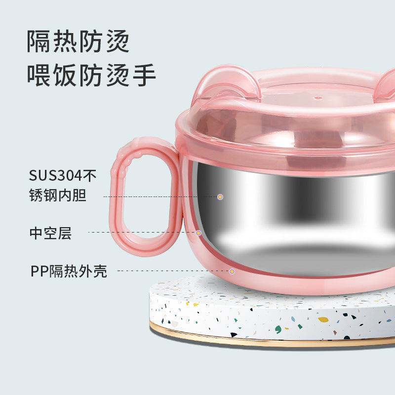 Baby food bowl - anti-drop, anti-scald, 304 stainless steel feeding bowl for infants and toddlers - perfect for on-the-go meals