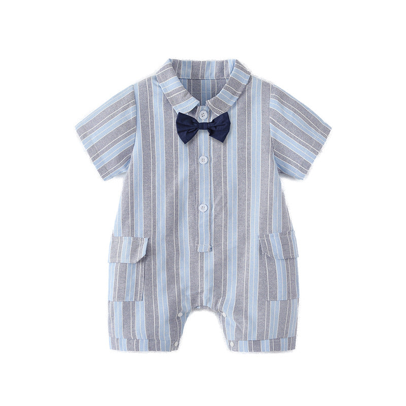 Baby summer clothes thin baby onesie striped cotton newborn clothes short sleeve boy's romper air conditioning suit