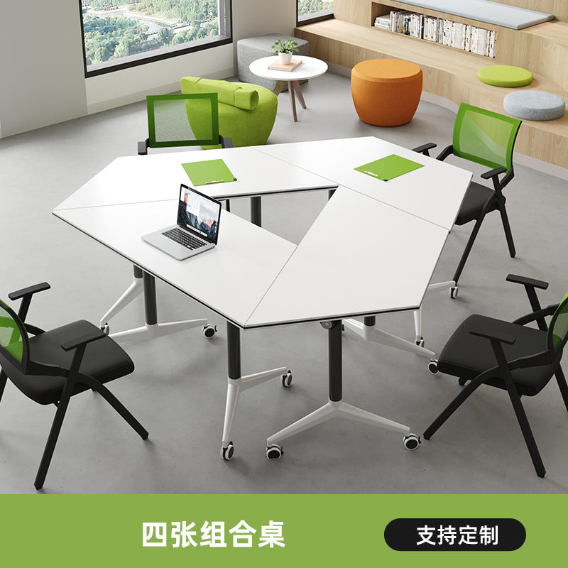 Desk trapezoidal foldable training table and chair combination patchwork bench conference table training room desk movable classroom