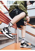 High-top men's sneakers: 2025 new trendy spring leather casual skate shoes, air force style, men's model one, student sports fashion sneakers