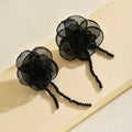 new arrivalniche styleaccessible luxuryclassy sense fabric rose flower earrings women's retro exaggerated black tassel earrings