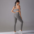 European and american nude feel tight yoga suit cross back quick-drying sportswear high waist hip lifting running fitness suit