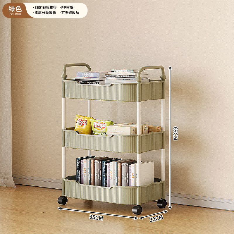 Movable coffee table snack cart cream style living room sofa side table mini bedside storage rack table