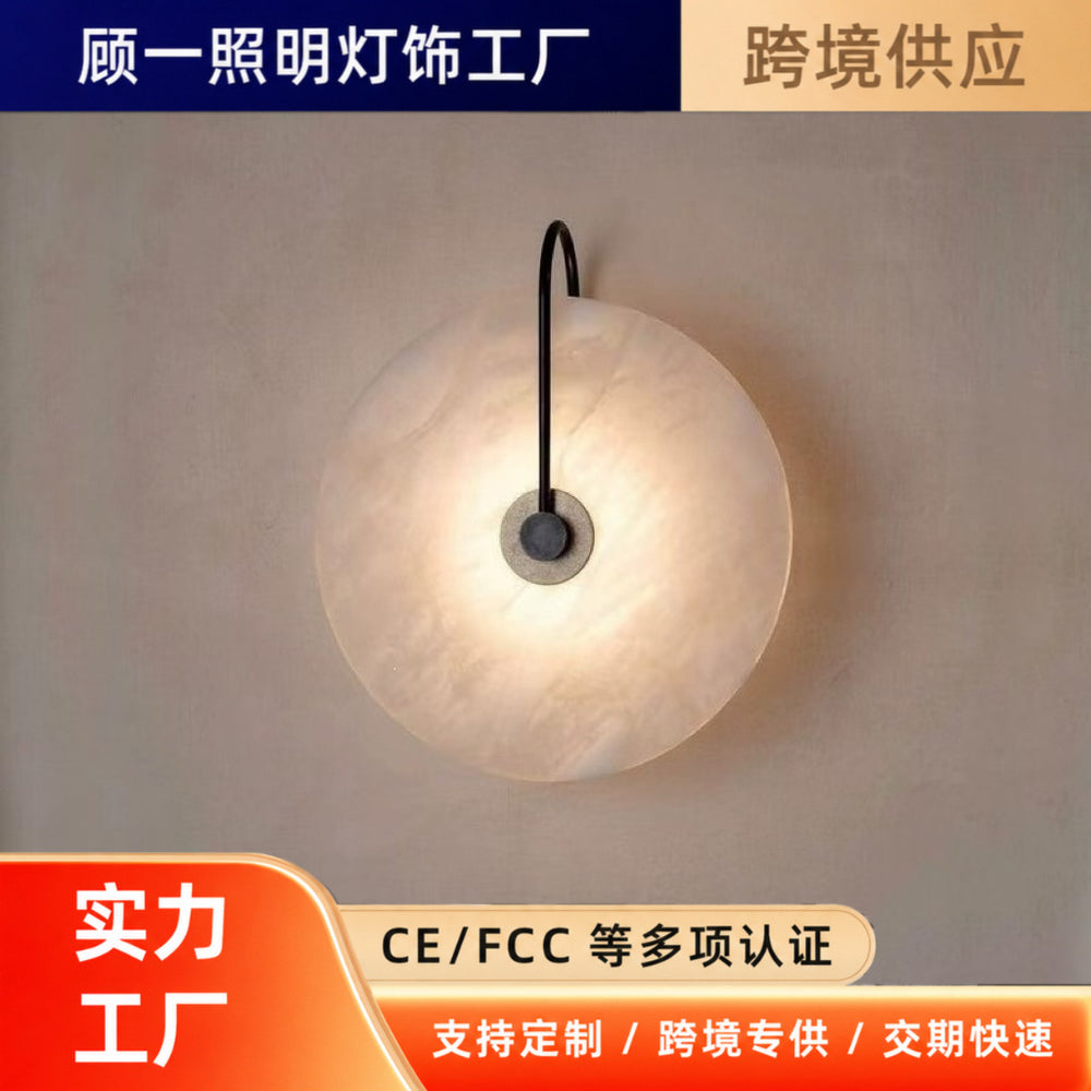Modern bedroom bedside wall lamp living room background decoration atmosphere wall light staircase light aisle round marble small wall lamp