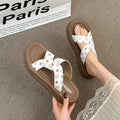 High-end trendy printed sandals and slippers for women, perfect for summer wear. roman-style, thick-soled, breathable, fashionable, versatile, and height-increasing flip-flops