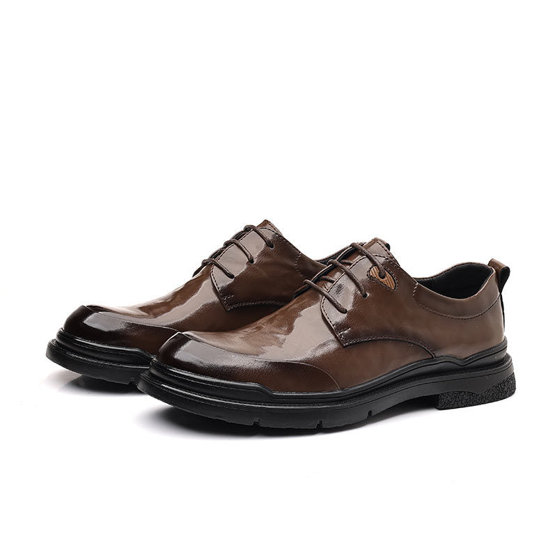 New arrival genuine leather casual business leather shoes best sellingretro hand-grabbed pattern men's leather shoes wedding wear formal men's shoes
