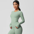 nude feel brushed yoga top - quick-dry, compression fit, long sleeve activewear for running and fitness