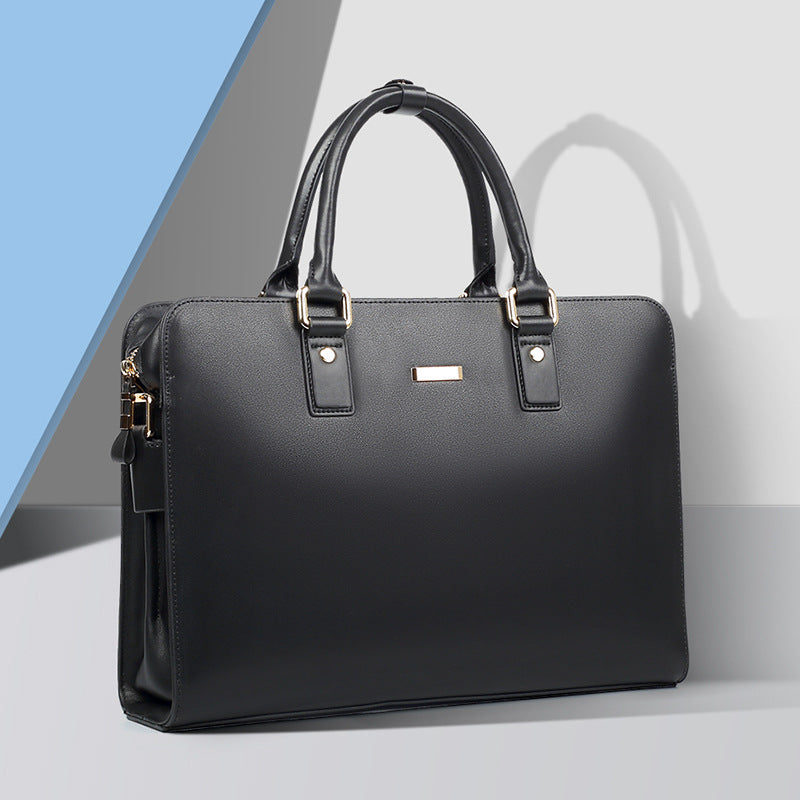New leather men's bag two-layer cowhide computer bag business men's briefcase horizontal large-capacity men's handbag