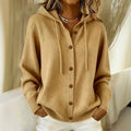 european and american button-down knit hoodie cardigan - new autumn/winter collection - solid color casual fashion women's outerwear