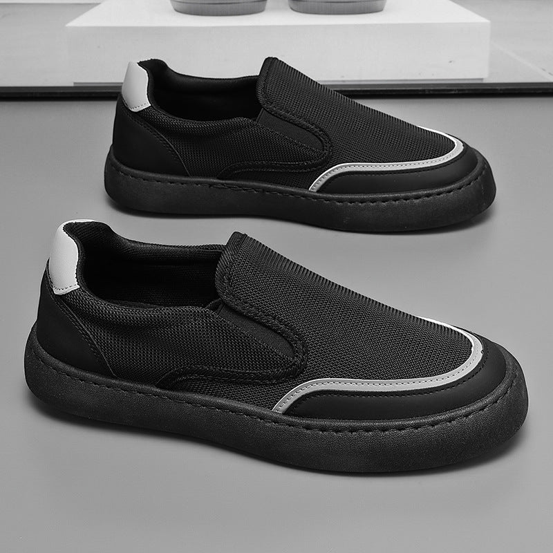 Old beijing cloth shoes men's winter breathable driving shoes lightweight lazy slip-on men's shoes trendy ultra-light canvas sneakers