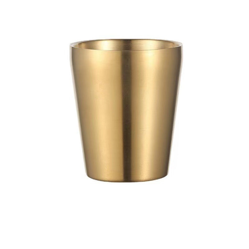304 korean style stainless steel double-walled drinking cup - gold bbq restaurant beer mug - stepped gold tiered cup - cold drink cup
