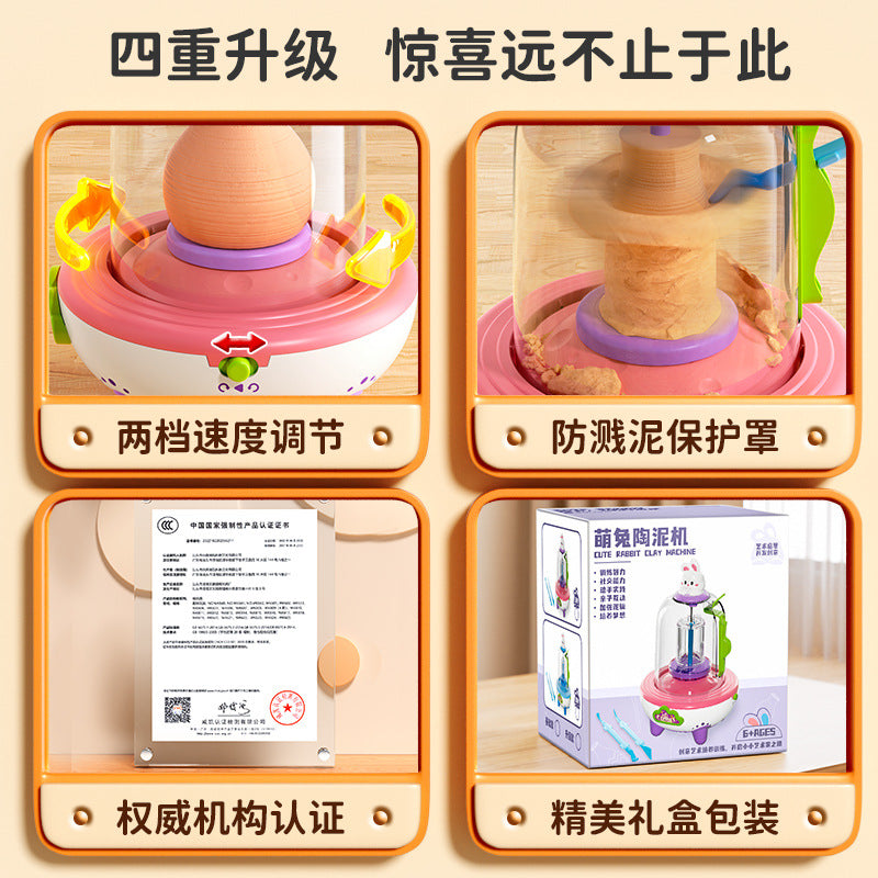 Electric mini pottery wheel kit for kids - diy clay sculpting set - no firing required - perfect toy & gift for elementary school students