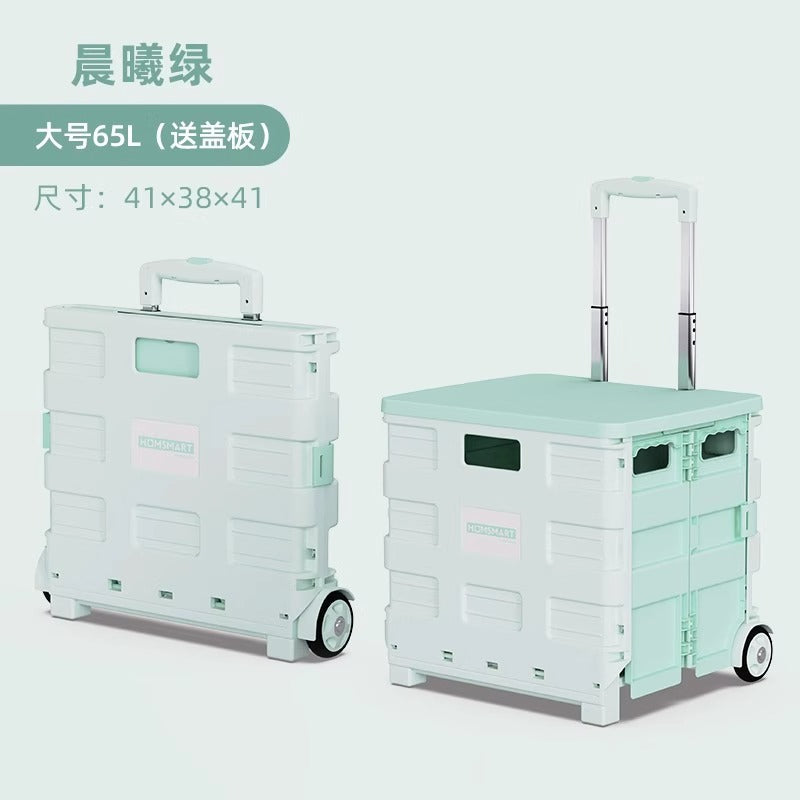 Folding trolley - lightweight rolling cart for shopping, snacks, storage, mobile camping, portable grocery shopping, and express delivery pickup