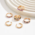 European and american cross-border fashion geometric diamond-studded irregular ring set, metallic smooth finish finger rings, ring accessories for women