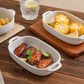 Scandinaviancasualpure color double ear handle baking dish round baking dish restaurant hotel creative baked rice plate ceramic plate plate