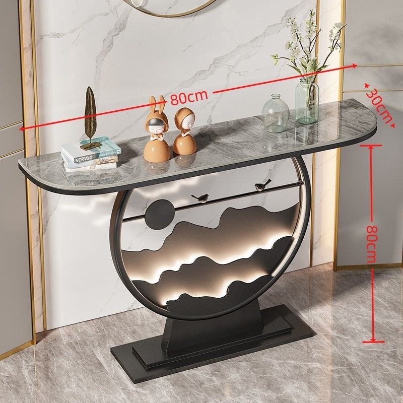 Wall-mounted console table for entryway, home, hallway, with led light strip, rock slab top, new style living room console cabinet for hallway end