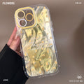 Small fresh flower round edge feather gauze mobile phone case suitable for apple 16promax creative iphone15 protective cover for women
