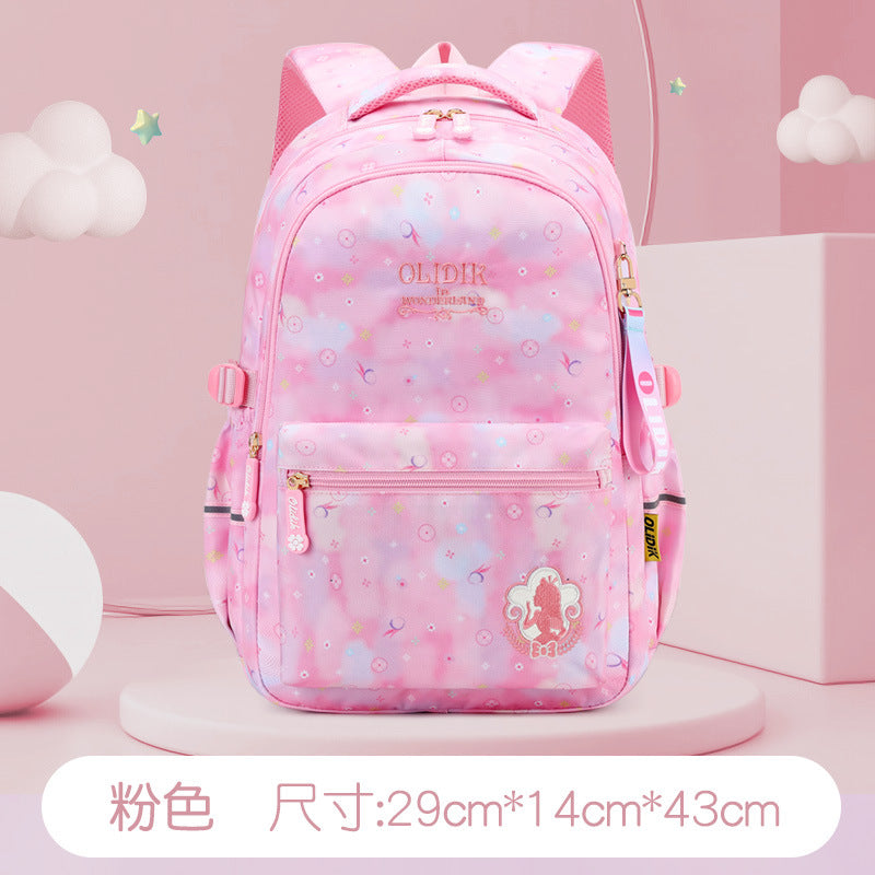 School bag, primary school students, girls, grades 1, 2, 3 to 6, girls, light burden reduction, spine protection, cute children's backpack