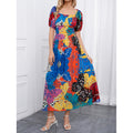 new women's vacation-style square neck dress