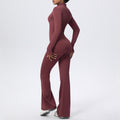 New arrival nude yoga jumpsuit all-in-one stand collar quick-drying sports jumpsuit wide leg running fitness suit for women