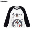 Girls' fall  new cartoon raglan long sleeve crew neck top t-shirt undershirt