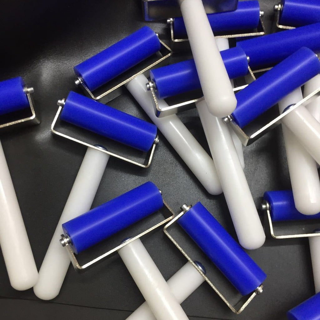 Blue domestic patch roller, push wheel, mobile phone film tool soft silicone manual roller 6cm-10cm