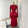 fashion evening dress 2026 spring new arrivalfashionelegant slim fit high round neck pleated hip cover long sleevesdress