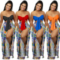 C5815 cross-border fashion two-piece set: bandeau top & backless printed slit pants - new arrivals for  &  (us/europe)