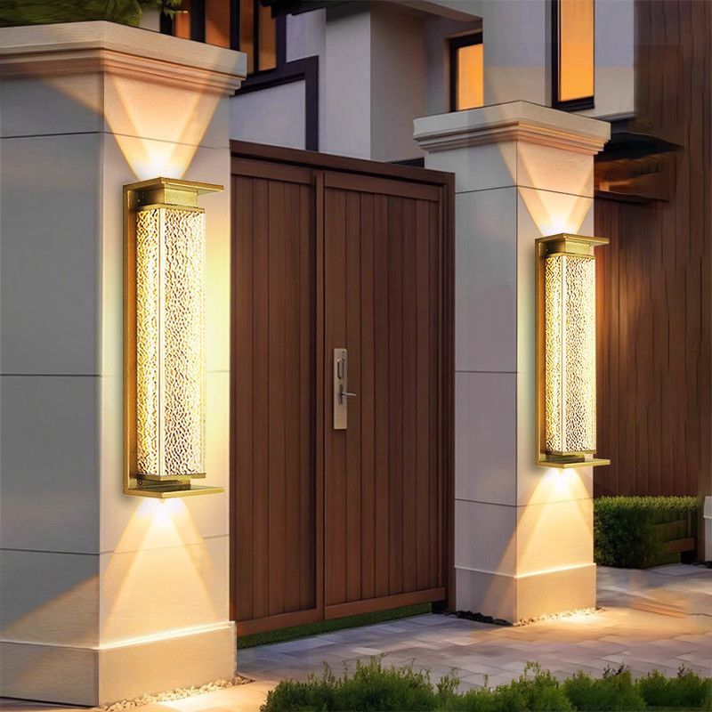Solar powered waterproof luxury wall light - up & down lighting for outdoor balconies, villas, garden pillars, and chinese-style walls