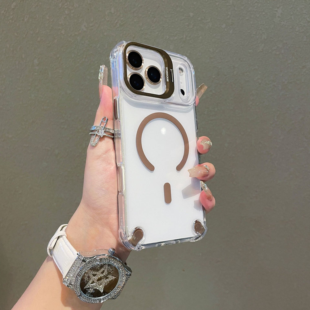 New lens holder compatible with apple 17 magnetic phone case, c-port transparent drop-proof iphone 16 pro protective case