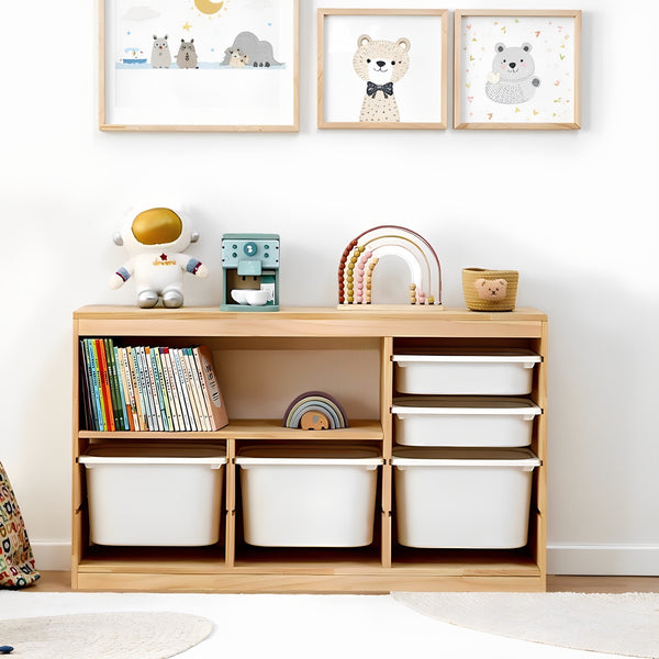 Toy storage cabinet Living room against the wall Bookshelf Picture book sorting shelf Baby solid wood toy cabinet Children's storage cabinet