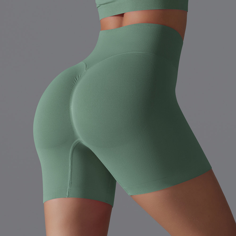 Fashion cross-border seamless pure color yoga shorts tight running fitness yoga clothes high waist butt lift peach sports pants