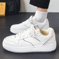 Men's white sneakers: spring breathable, trendy, versatile, high-end white skate shoes, athletic casual men's spring footwear