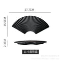 11inch fan-shaped plate set - japanese-style sushi plates, solid color retro breakfast ceramic plates, minimalist dishes for home use