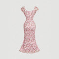 french skirt sweet new arrival puff sleeves romantic elegancefloralsprinting waist a swing mini dress